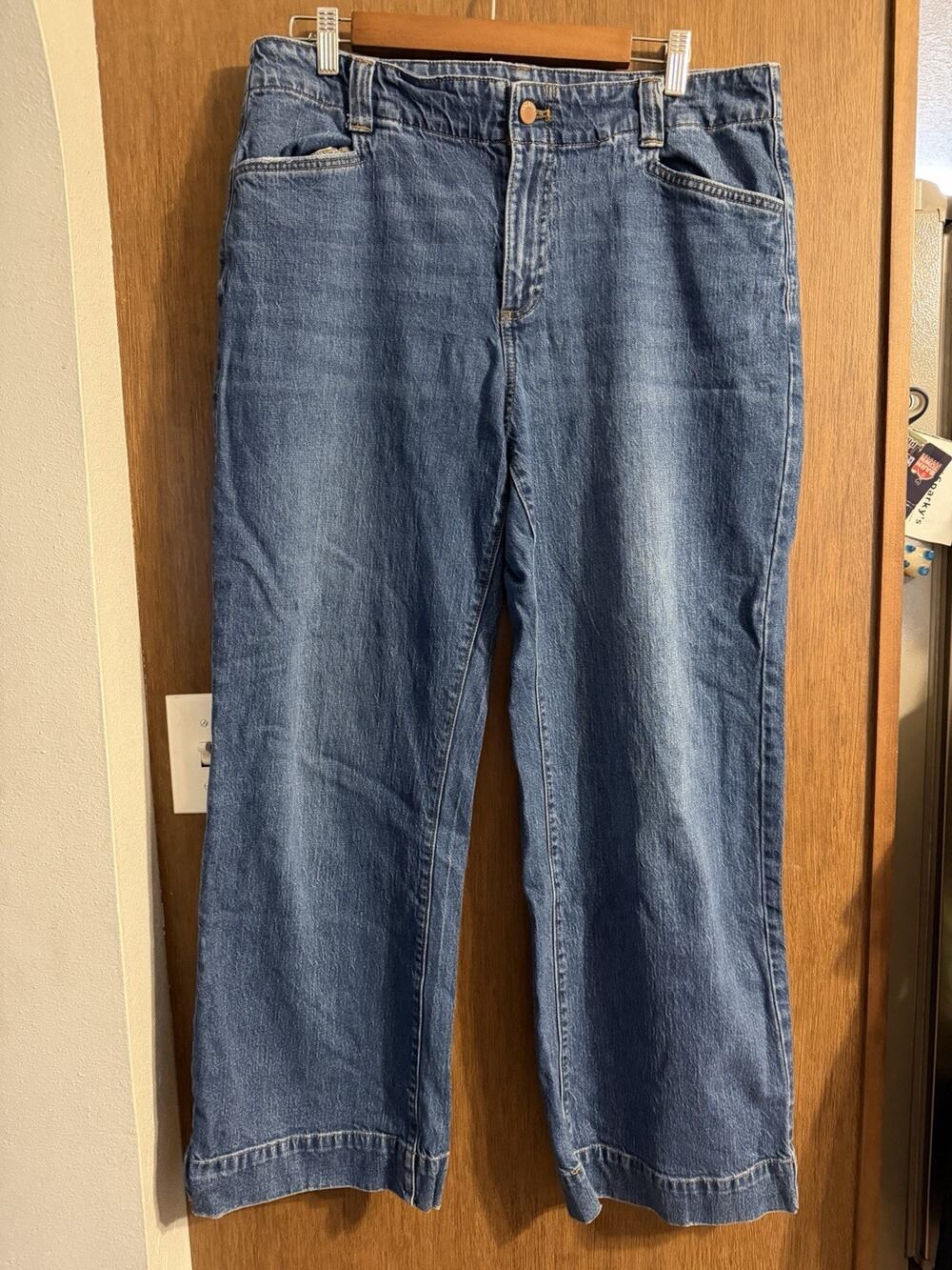 Talbots Classic Jean Trouser denim size 14 wide leg Blue jeans classic comfort